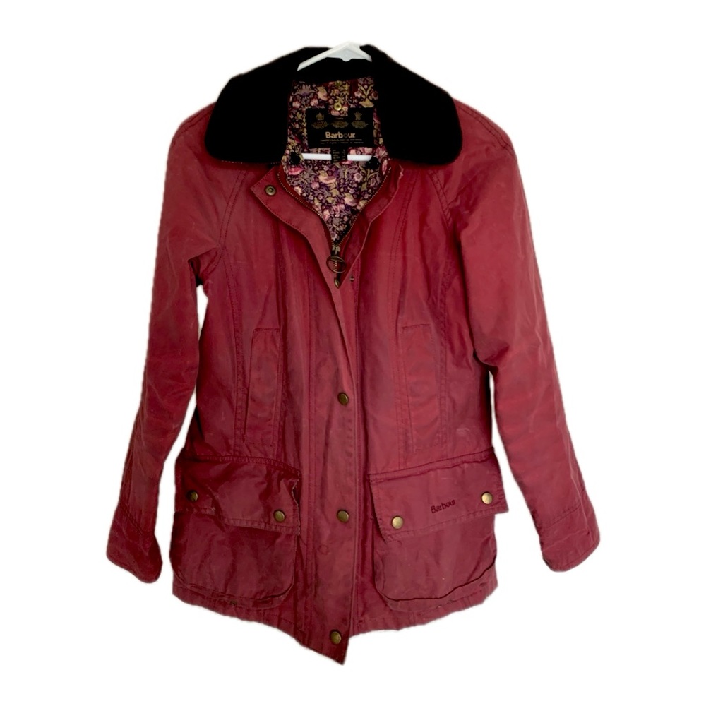 Barbour Beadnell Wax Classic Maroon Pink Red Women’s Classic Jacket Sz UK 6 US 2